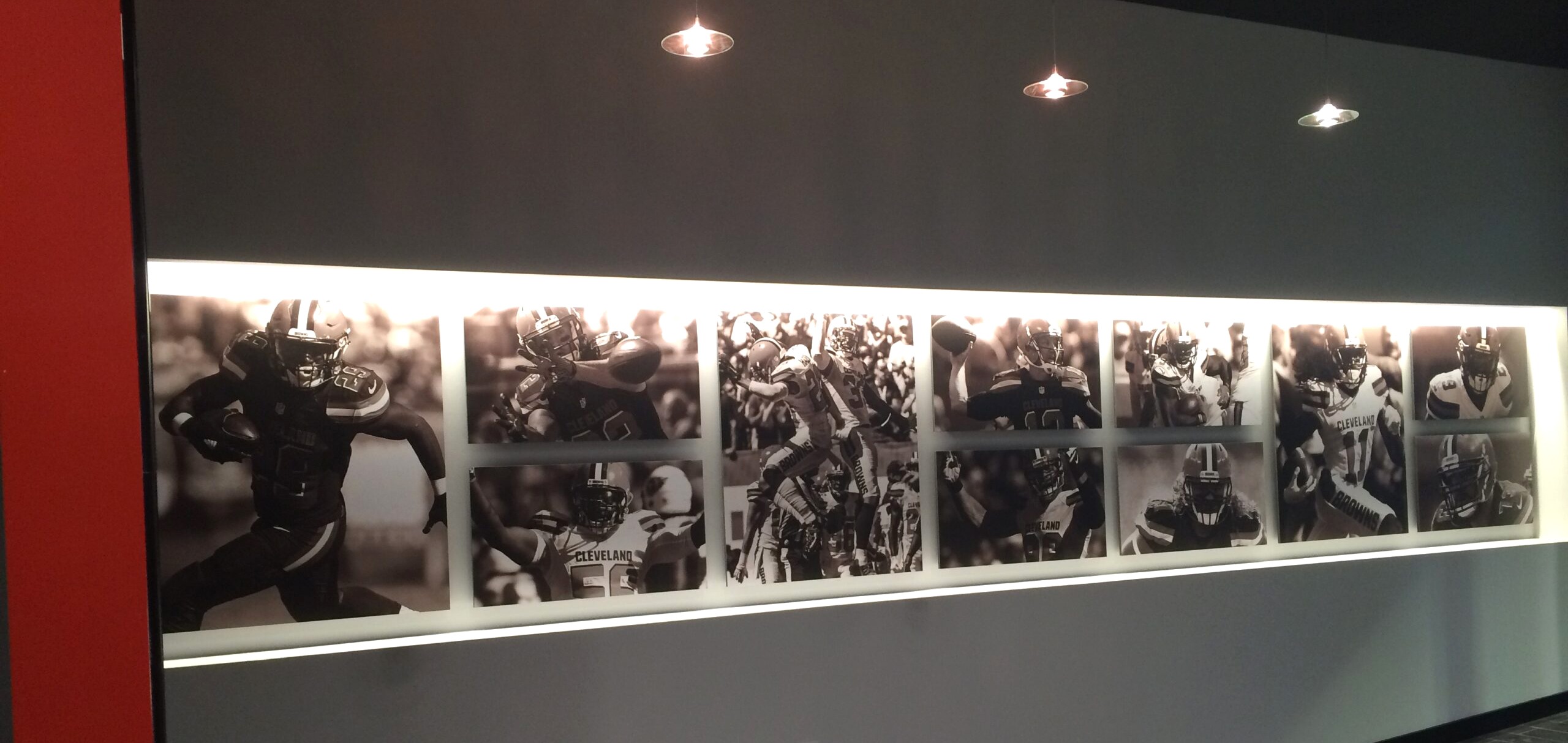 Cleveland Browns Wall Graphic Mural with different photographs.