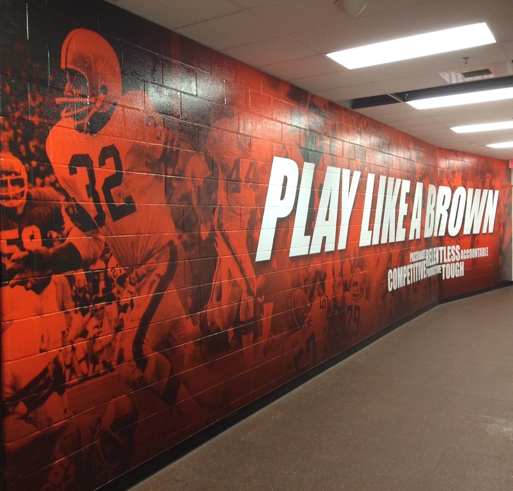 Play Like A Brown vinyl Wall Installation in the hallway