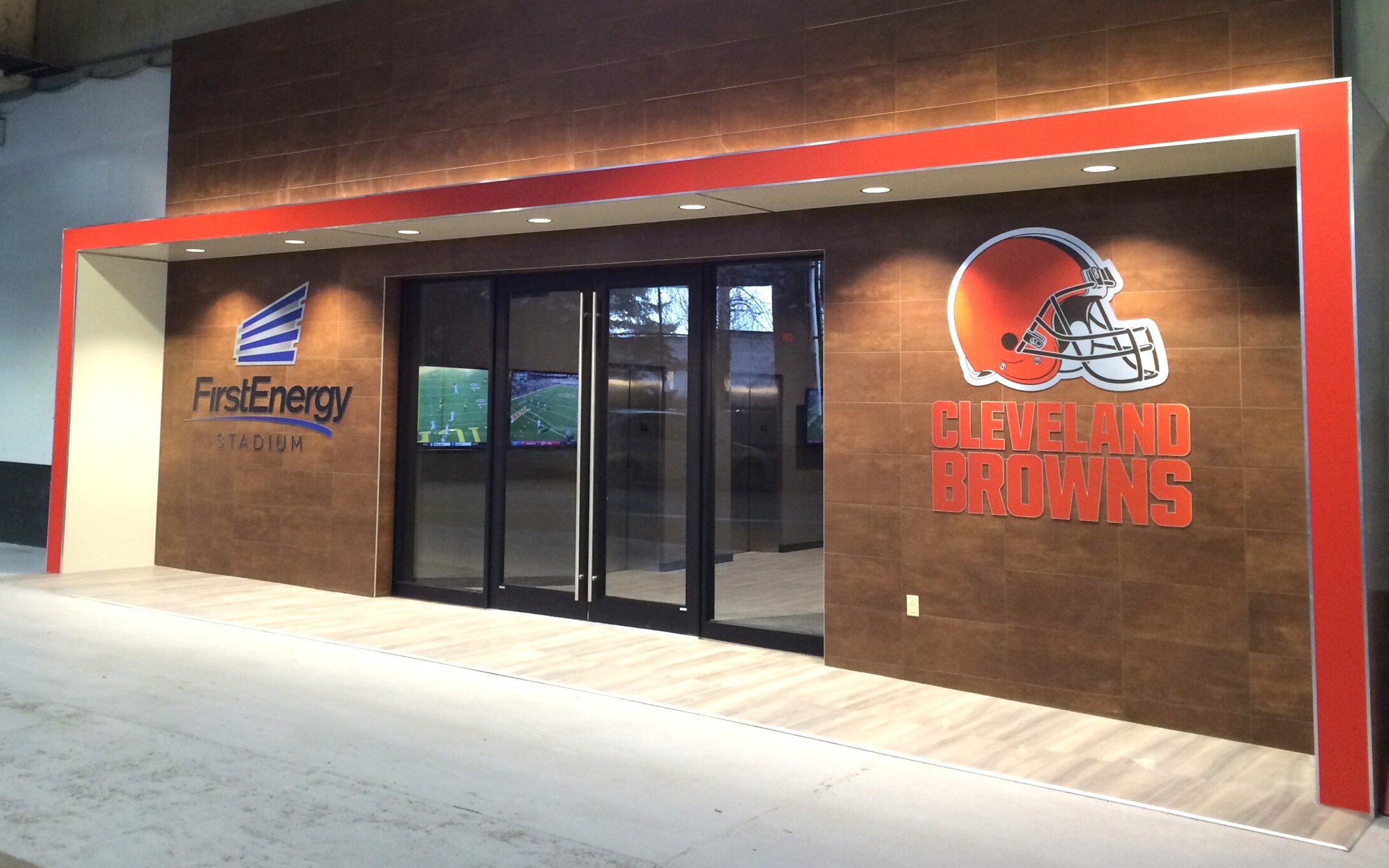 Cleveland Browns outdoor Signage on the facility. Portfolio Corporate Signage