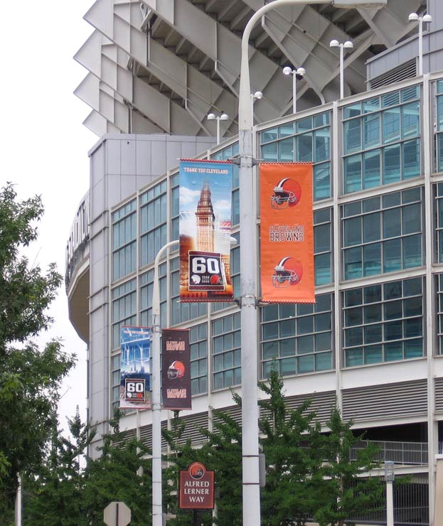 Cleveland Browns Outdoor banner flags used on light posts outside of the stadium. Portfolio Corporate Signage