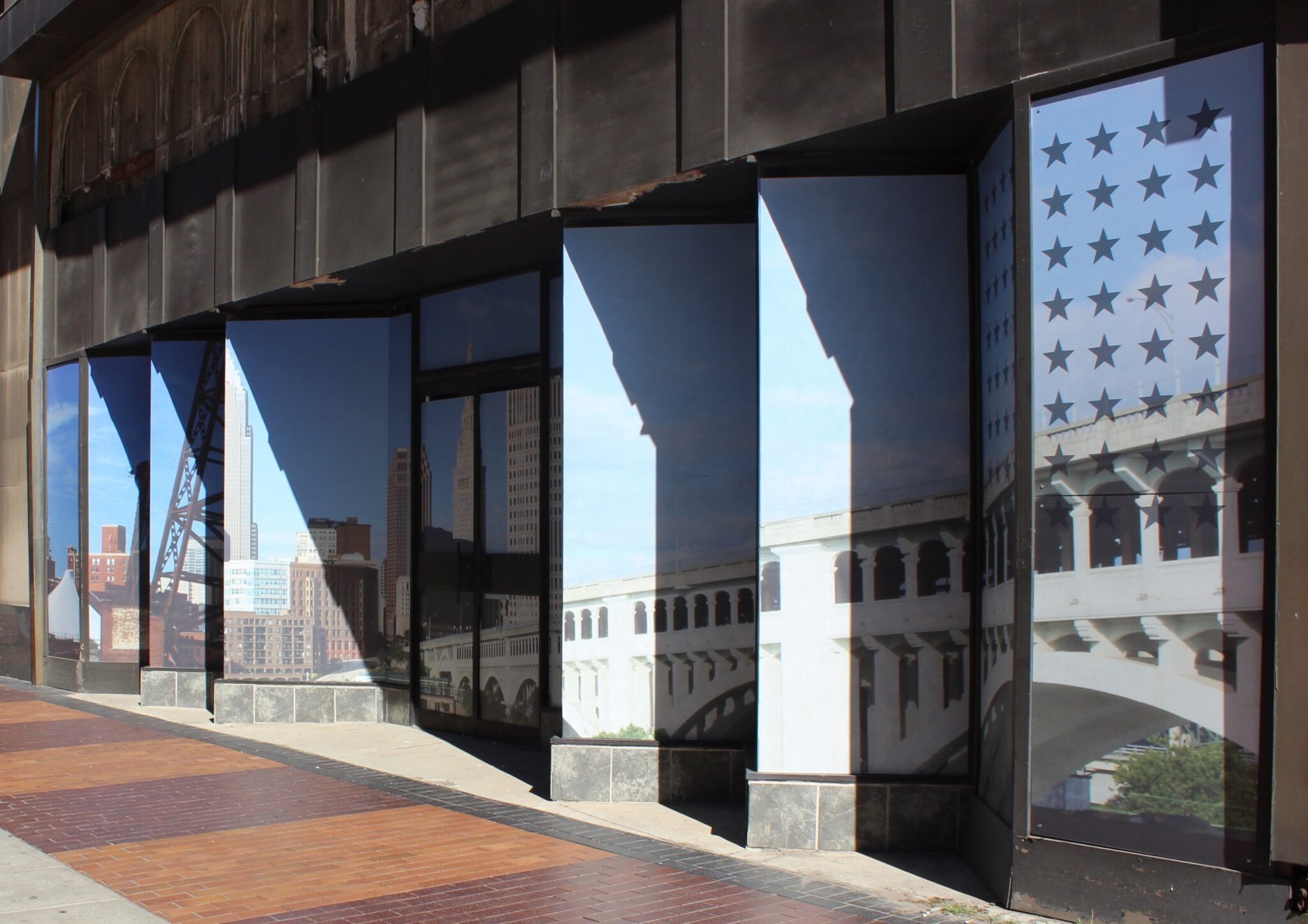 Window Graphics with Downtown Cleveland art.