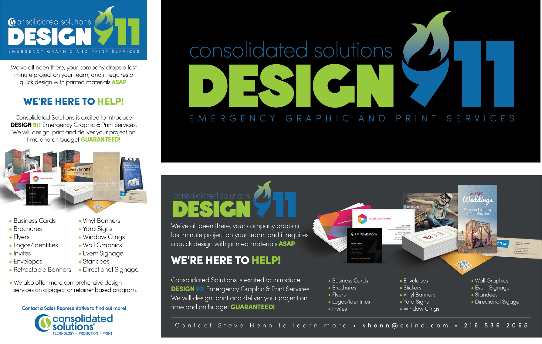 Corporate collateral created through our creative services team
