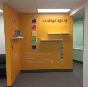 Wall Display featuring different font styles along with custom color swatches.